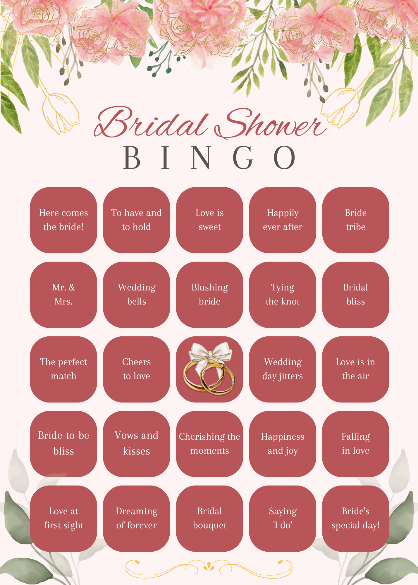 60-Pack Bridal Shower Bingo Cards