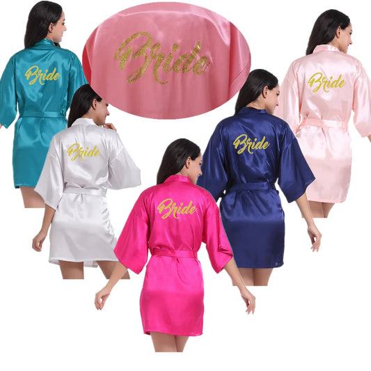 Glitter Satin Kimono Robes