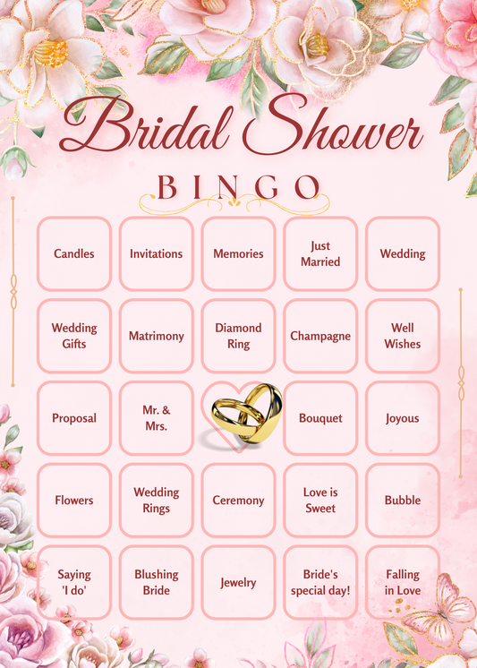 Watercolor 36pk Bridal Shower Bingo Cards (PDF)